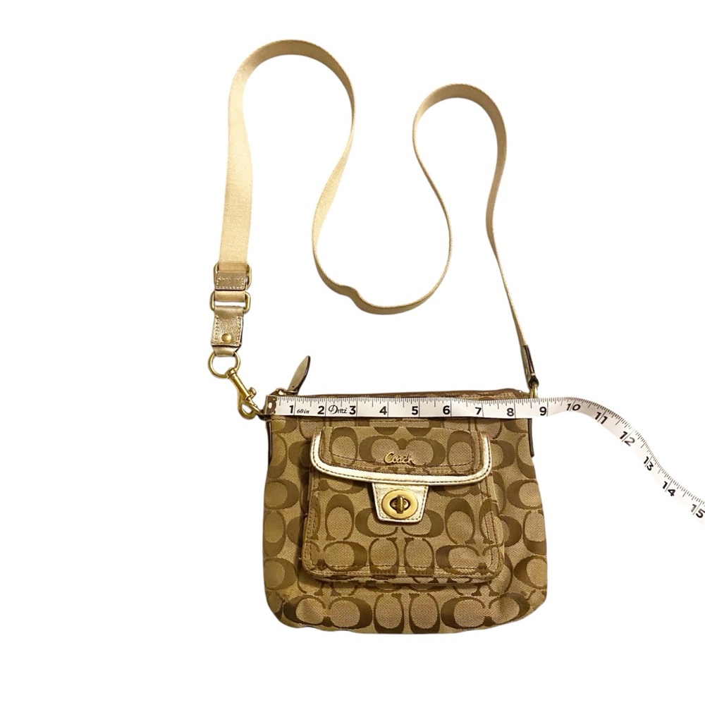Tan Coach Crossbody Bag with adjustable strap